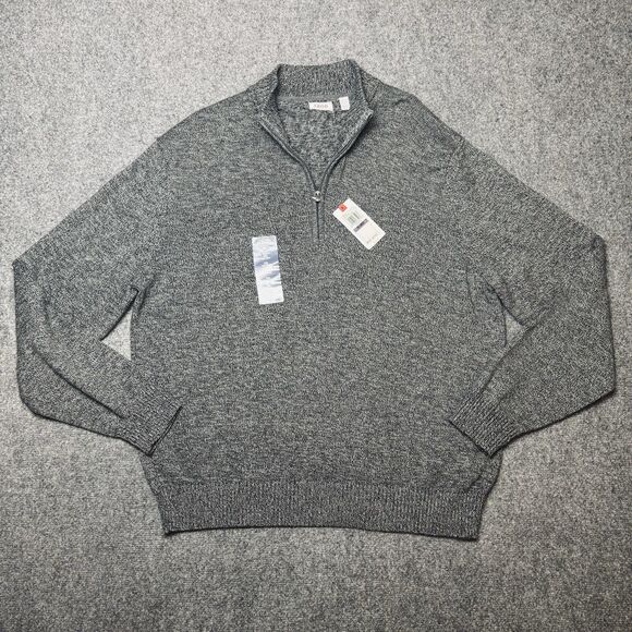 NWT IZOD Fieldhouse 2X-Large Gray Carbon Pullover Knit Sweater 1/4 Zip - Picture 3 of 8